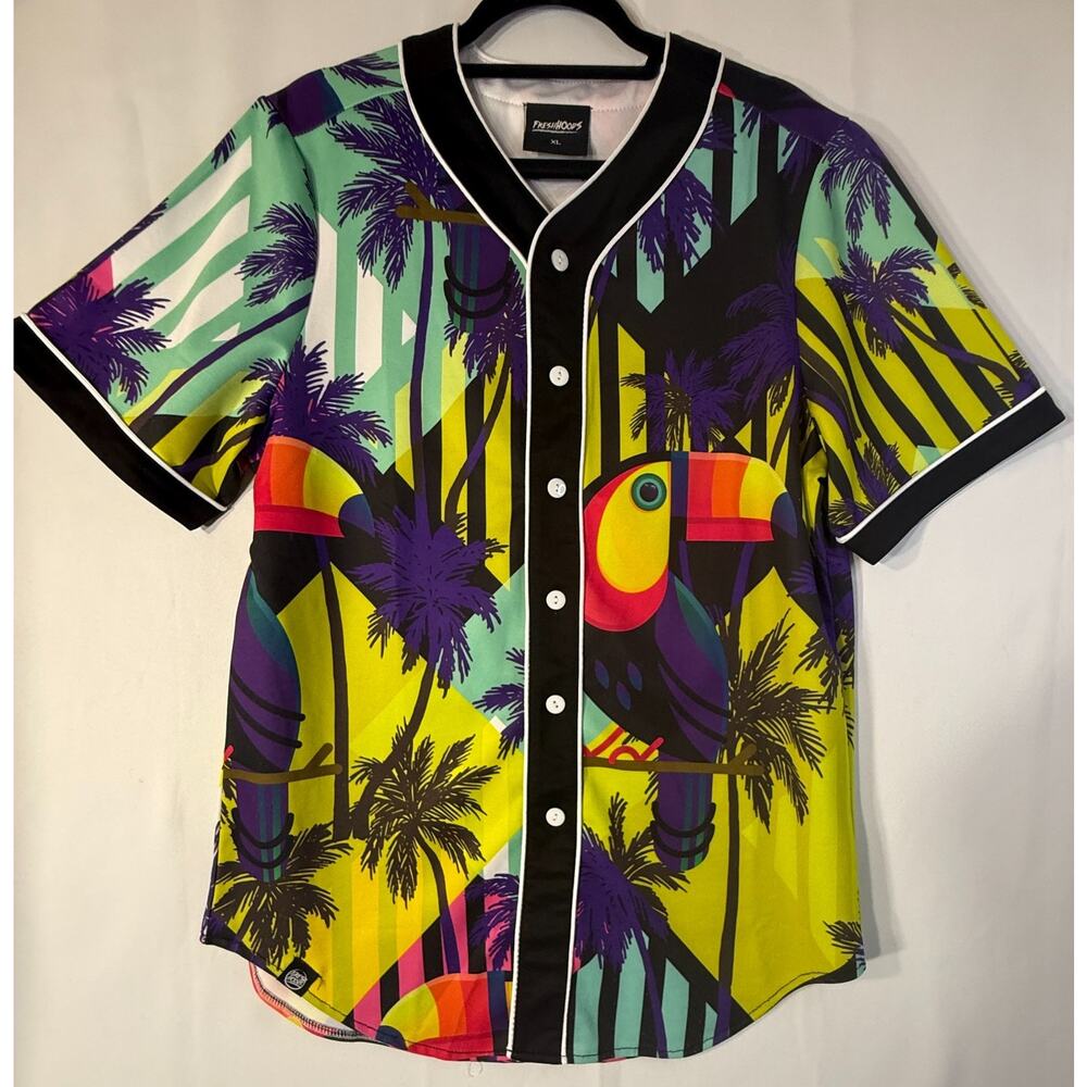 Freshhoods Tropical Toucan Baseball Jersey Shirt XL Streetwear Festival